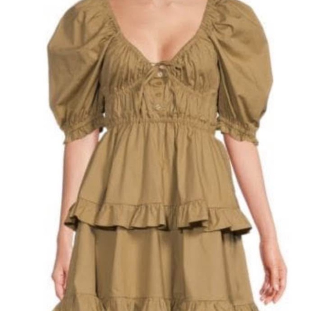WeWoreWhat Tan Ruffle Mini Dress